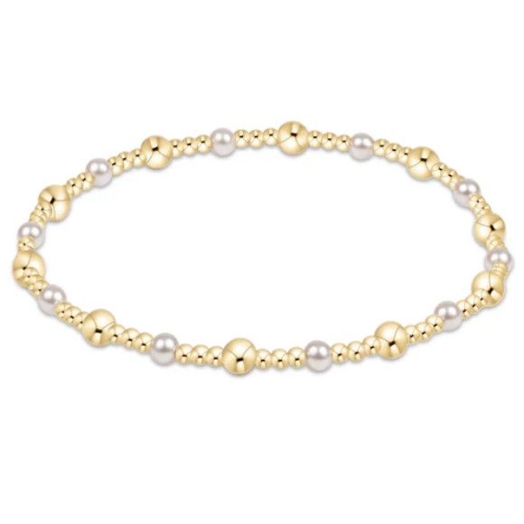 Classic Gold Sincerity Pattern 4mm Bead Bracelet Pearl