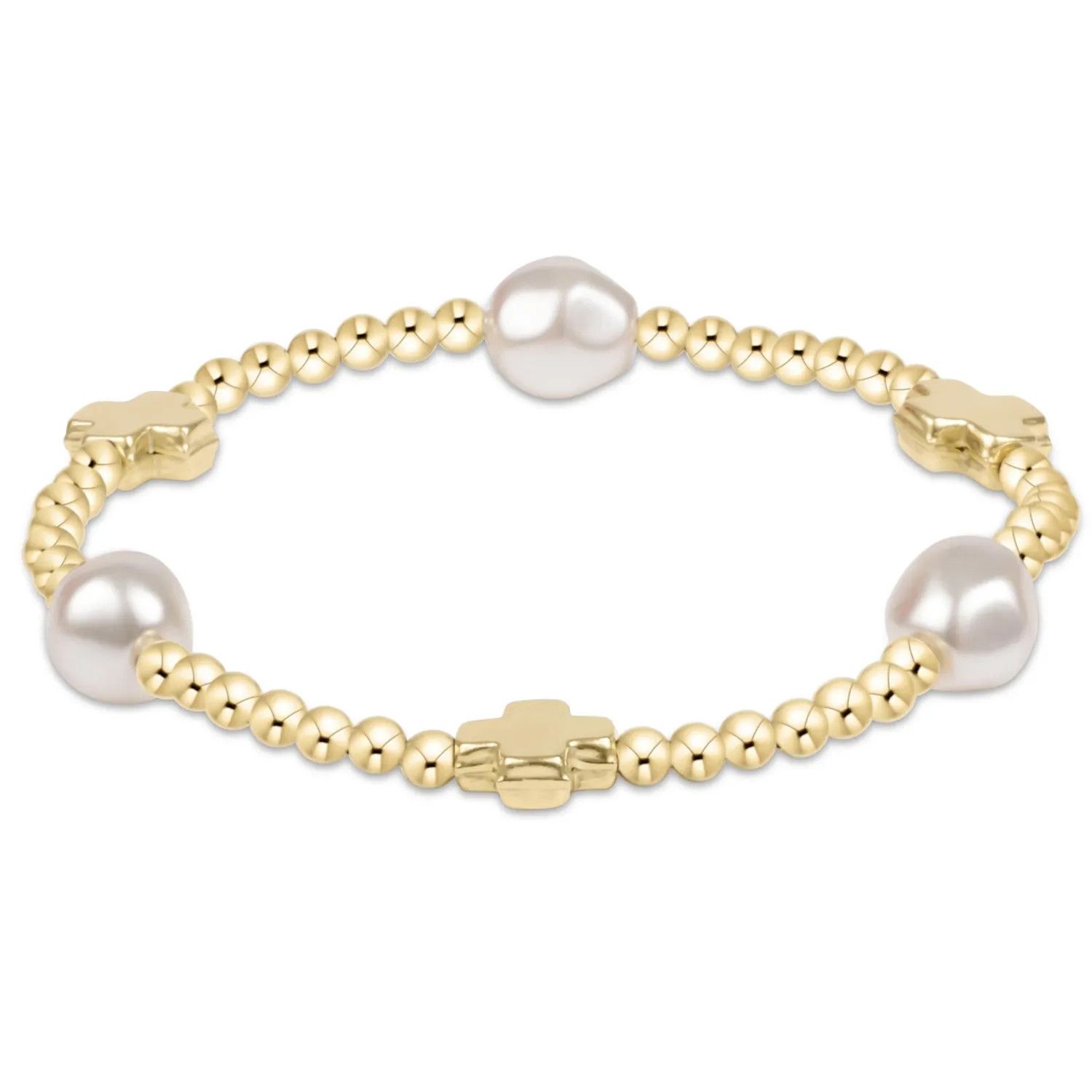 Signature Cross Admire Pearl 3mm Bead Bracelet Gold