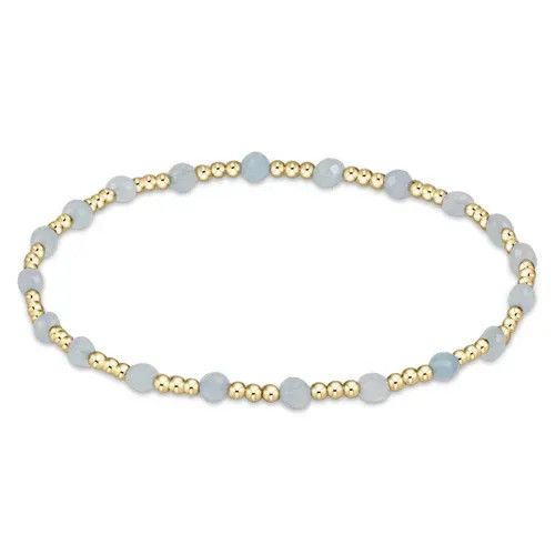 Gemstone Gold Sincerity Pattern 3mm Bead Bracelet Aquamarine