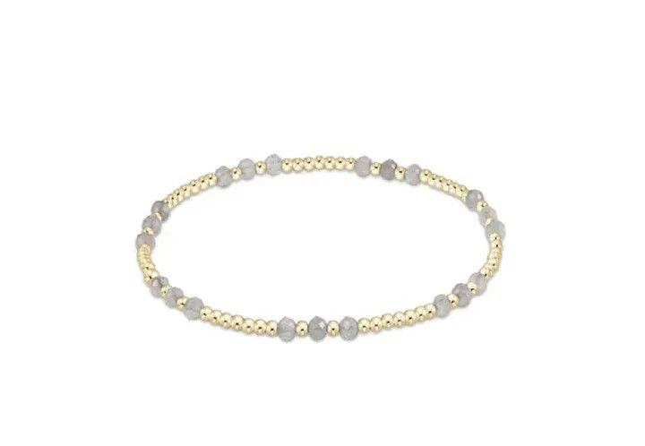 Gemstone Gold Joy Pattern 3mm Bead Bracelet Labradorite
