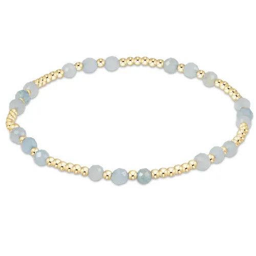 Gemstone Gold Joy Pattern 3mm Bead Bracelet Aquamarine