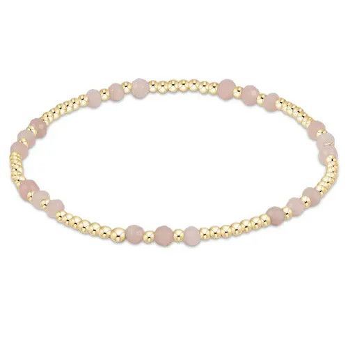 Gemstone Gold Joy Pattern 3mm Bead Bracelet Pink Opal