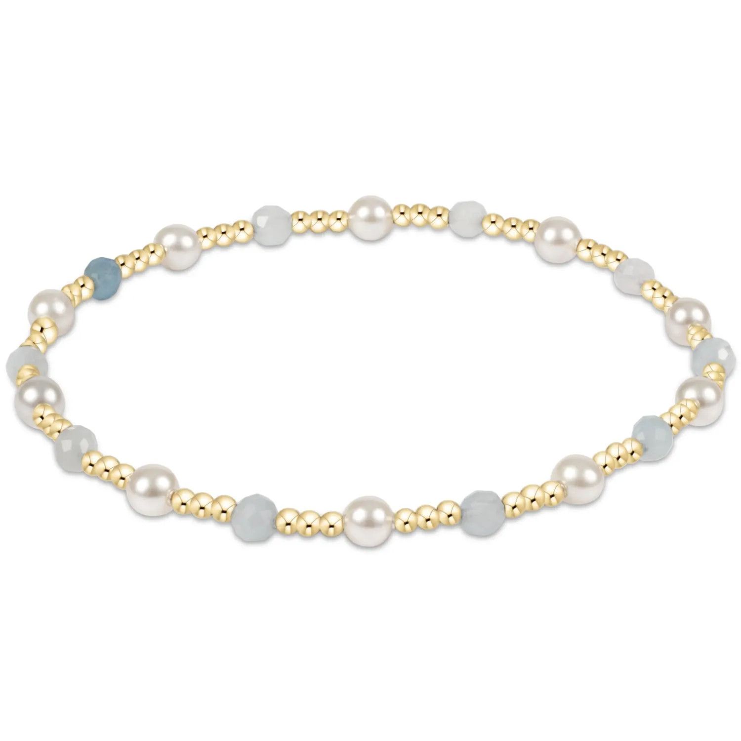 Pearl Sincerity Pattern 4mm Bead Bracelet Aquamarine