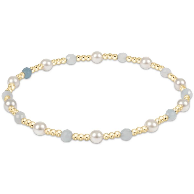 Pearl Sincerity Pattern 4mm Bead Bracelet Aquamarine