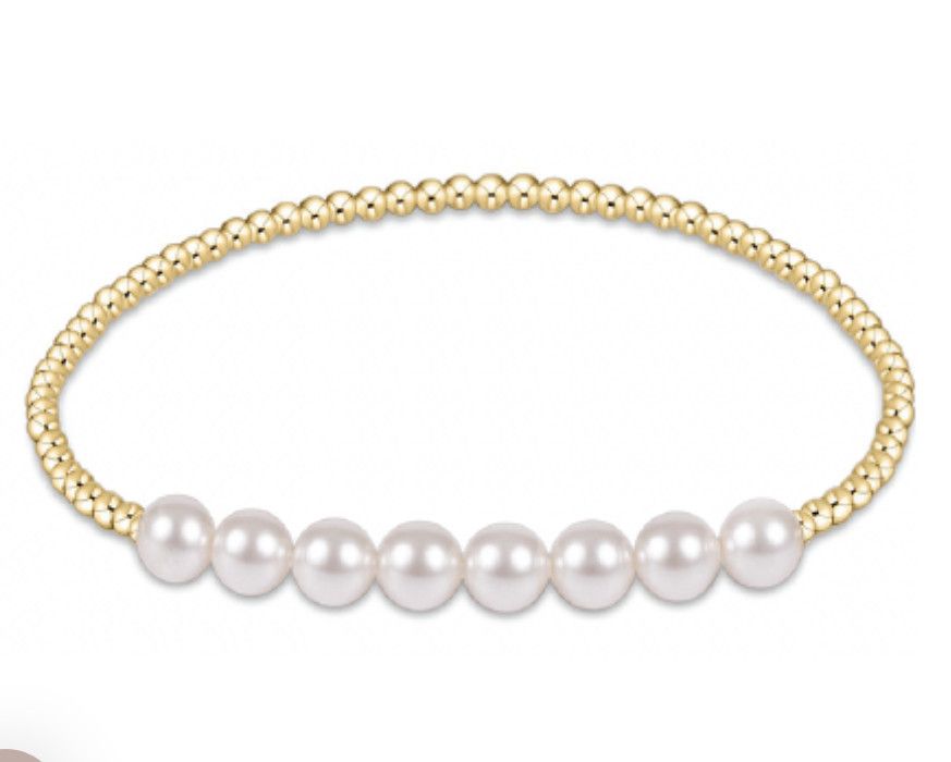 Classic Gold Beaded Bliss 3mm Bead Bracelet- 6mm Pearl