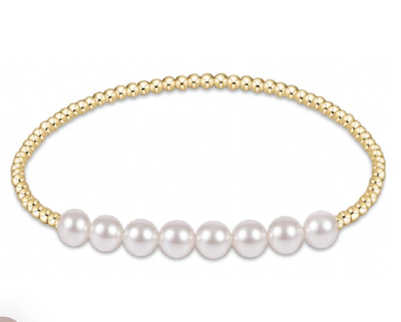 Classic Gold Beaded Bliss 3mm Bead Bracelet- 6mm Pearl