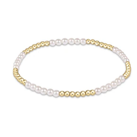 Classic Blissful Pattern 2.5mm Bead Bracelet- 3mm Pearl