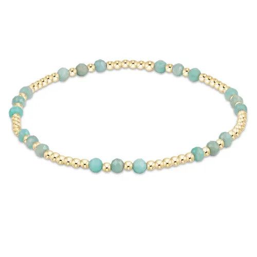 Gemstone Gold Joy Pattern 3mm Bead Bracelet Amazonite