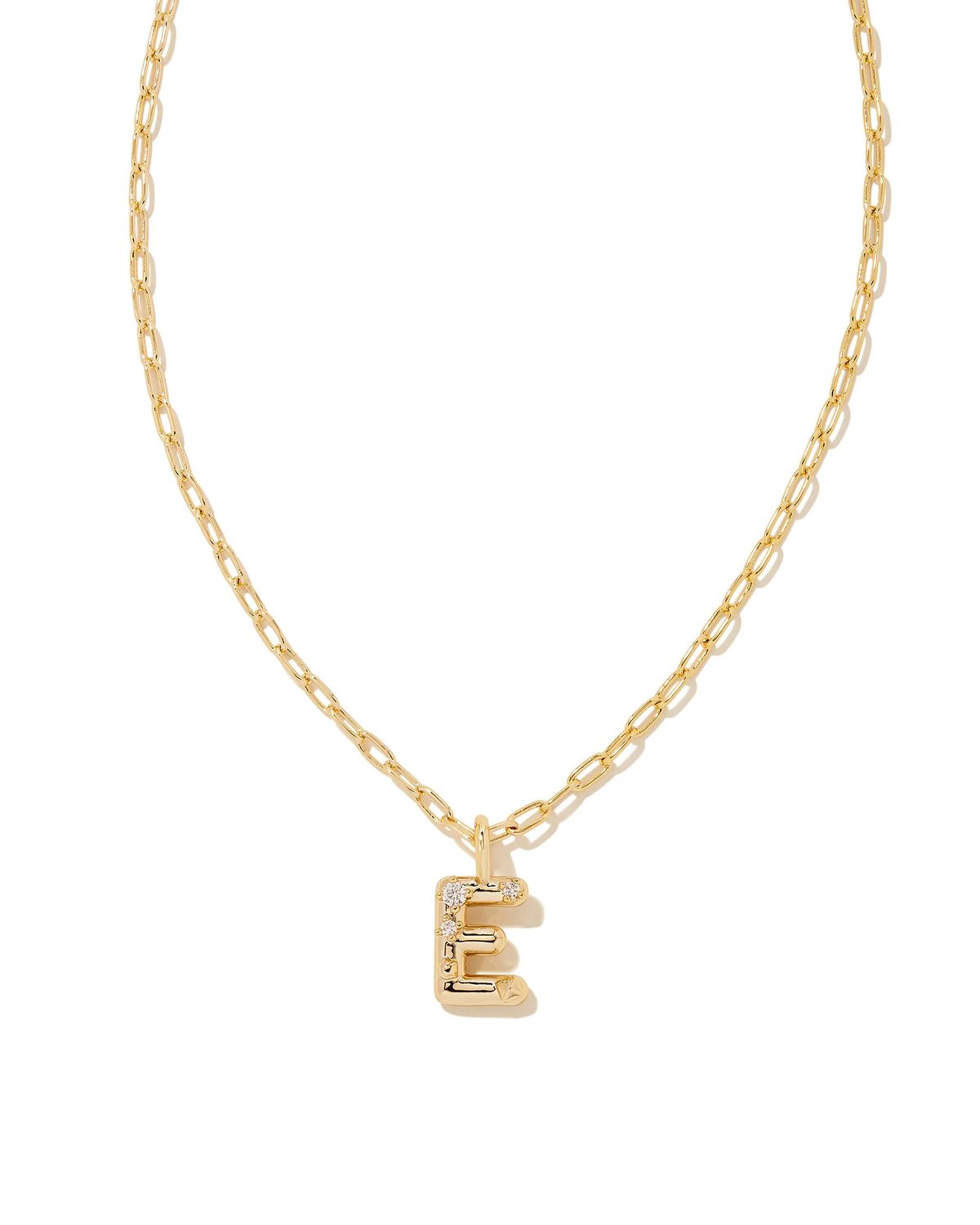 Crystal Gold Metal Pendant Necklace LETTER E