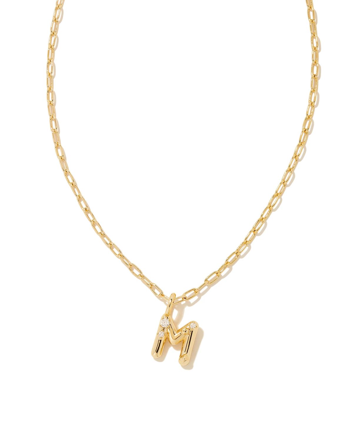Crystal Gold Metal Pendant Necklace LETTER M
