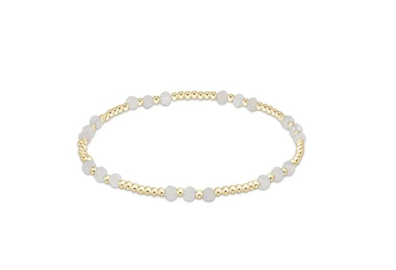 Gemstone Gold Joy Pattern 3mm Bead Bracelet Moonstone