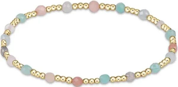 Gemstone Gold Sincerity Pattern 3mm Bead Bracelet Hot Mess SS25