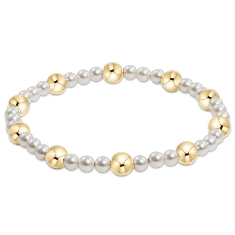 Pearl Sincerity Pattern 4mm Bead Gold  6mm Bracelet