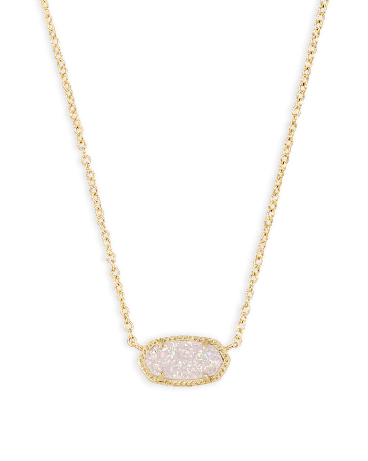 Elisa Pendant Necklace Iridescent Drusy Gold