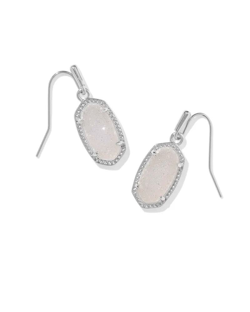 Lee Earring Rhodium Iridescent Drusy