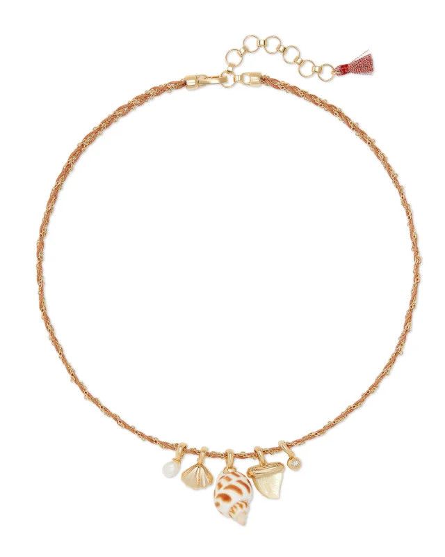 Oleana Charm Necklace Gold Iridescent Abalone