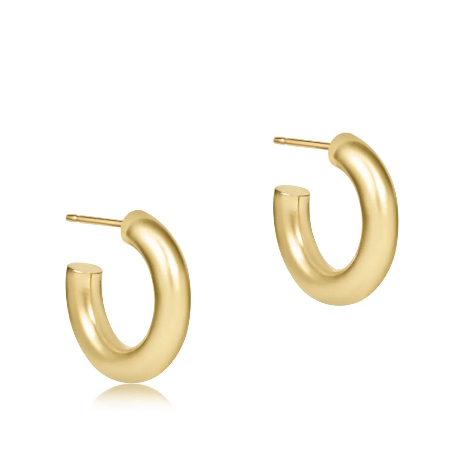 Round Gold 0.5&quot; Post Hoop 4mm Textured Twist