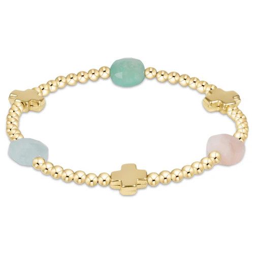 Signature Cross Admire Gold Pattern 3mm Bead Bracelet Hot Mess SS25