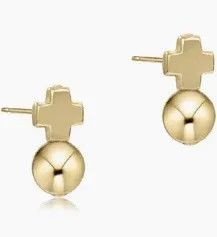 Signature Cross Gold Stud Earrings- Classic Gold