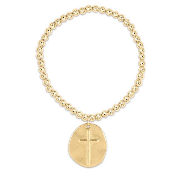 Classic Gold 4mm Bead Bracelet- Inspire Gold Charm