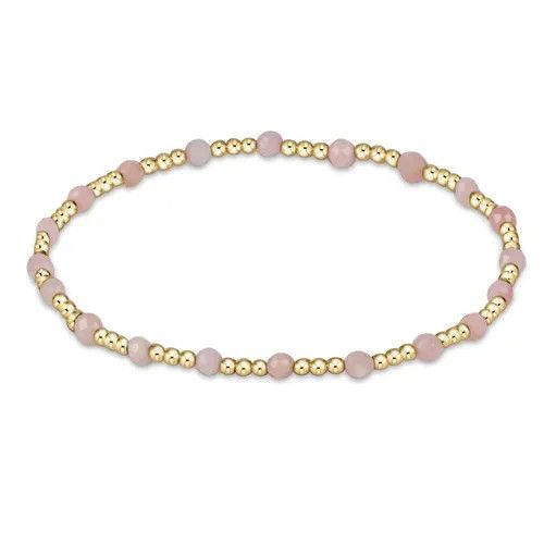 Gemstone Gold Sincerity Pattern 3mm Bead Bracelet Pink Opal