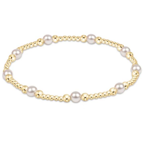Classic Purpose Pattern 4mm Bead Bracelet- Pearl