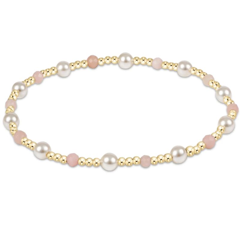 Pearl Sincerity Pattern 4mm Bead Bracelet Pink Opal