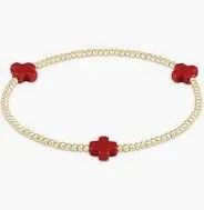Signature Cross Gold 2mm Bead Bracelet Red