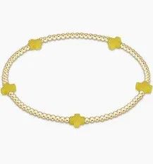 Signature Cross Small Gold Pattern 2mm Bead Bracelet Canary