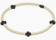 Signature Cross Small Gold Pattern 2mm Bead Bracelet Charcoal
