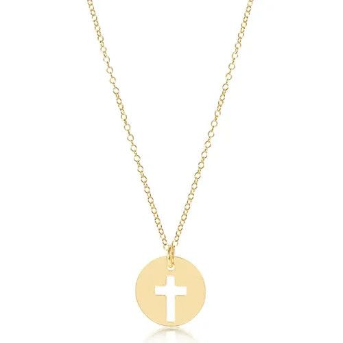16 Inch Necklace Gold Blessed Gold Disc
