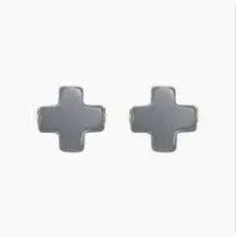 Signature Cross Stud Earrings- Charcoal