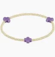 Signature Cross Gold Pattern 2mm Bead Bracelet Purple