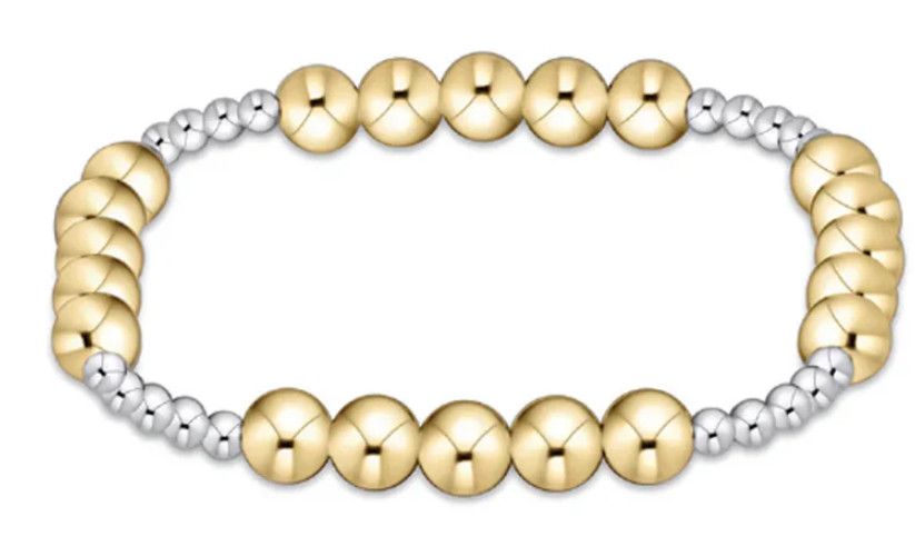 Classic Blissful Pattern 6mm Bead Bracelet - Mixed Metal