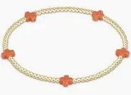 Signature Cross Small Gold Pattern 2mm Bead Bracelet Coral