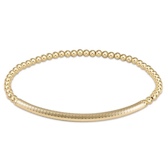 Classic Gold 3mm Bead Bracelet Bliss Bar Textured