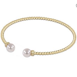 Classic Gold 2mm Bead Cuff Pearl