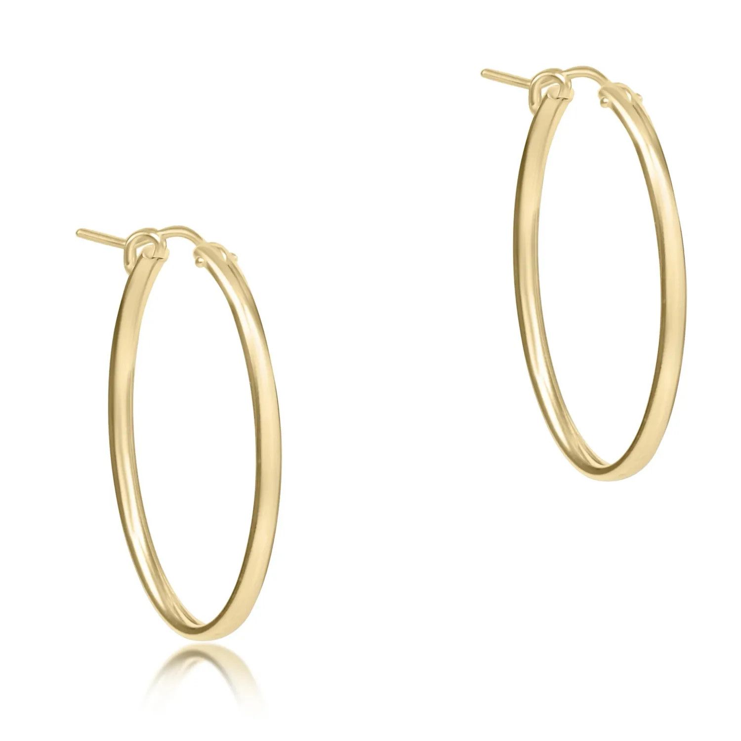 Oval Gold Hoop 1&quot; Smooth Earrings