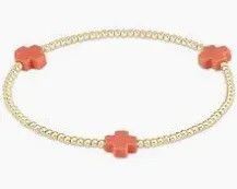 Signature Cross Gold 2mm Bead Bracelet Coral