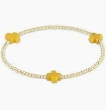 Signature Cross Gold 2mm Bead Bracelet Canary