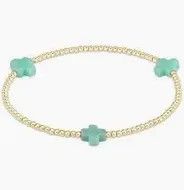 Signature Cross Gold Pattern 2mm Bead Bracelet Mint