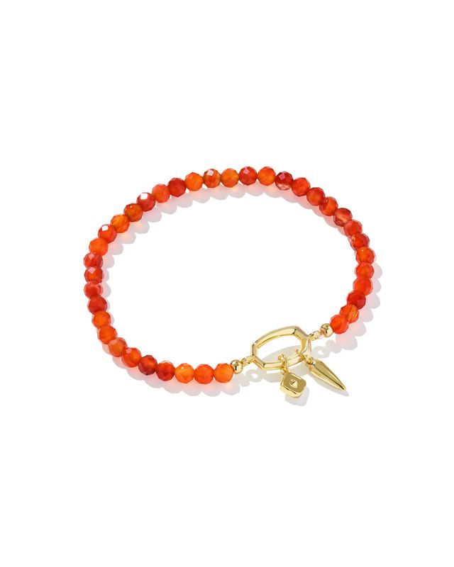 Sylvia Stretch Bracelet Orange Banded Agate Gold