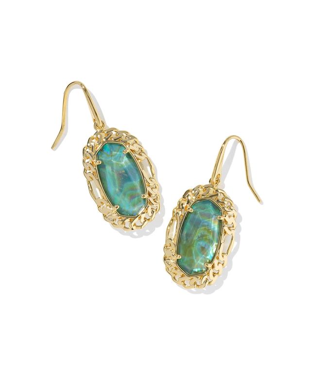 Dani Figaro Frame Drop Earring Deep Aqua Illusion Gold