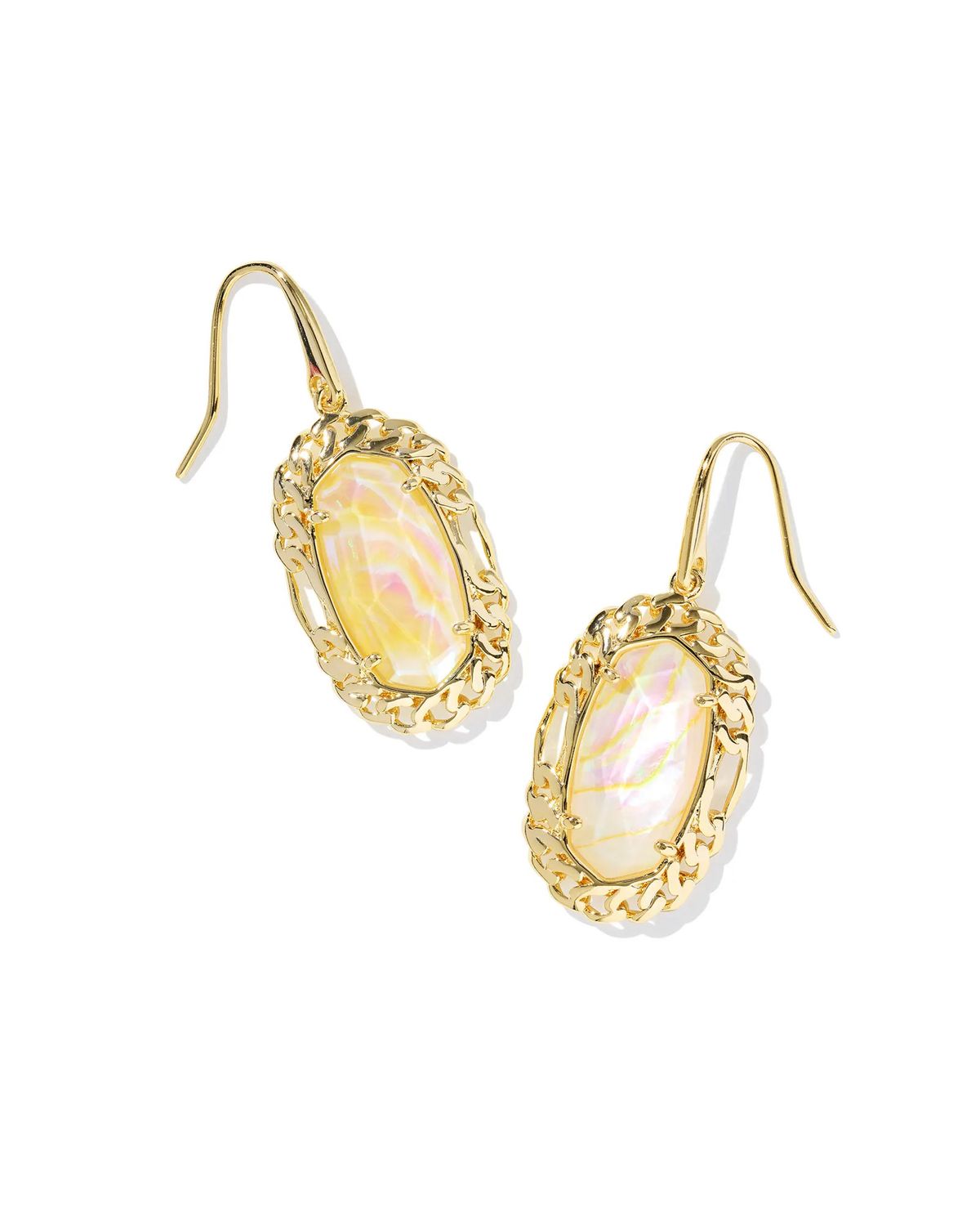 Dani Figaro Frame Drop Earring Iridescent Abalone Gold