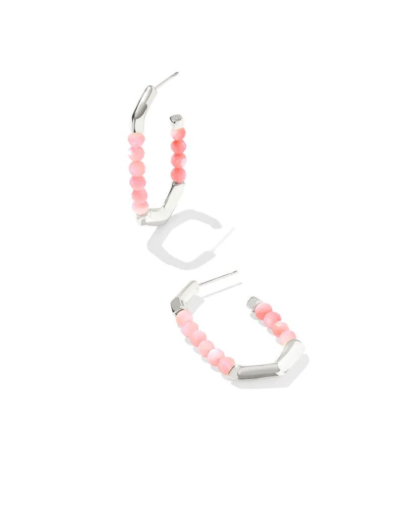 Sylvia Hoop Earring Pink Chalcedony Silver