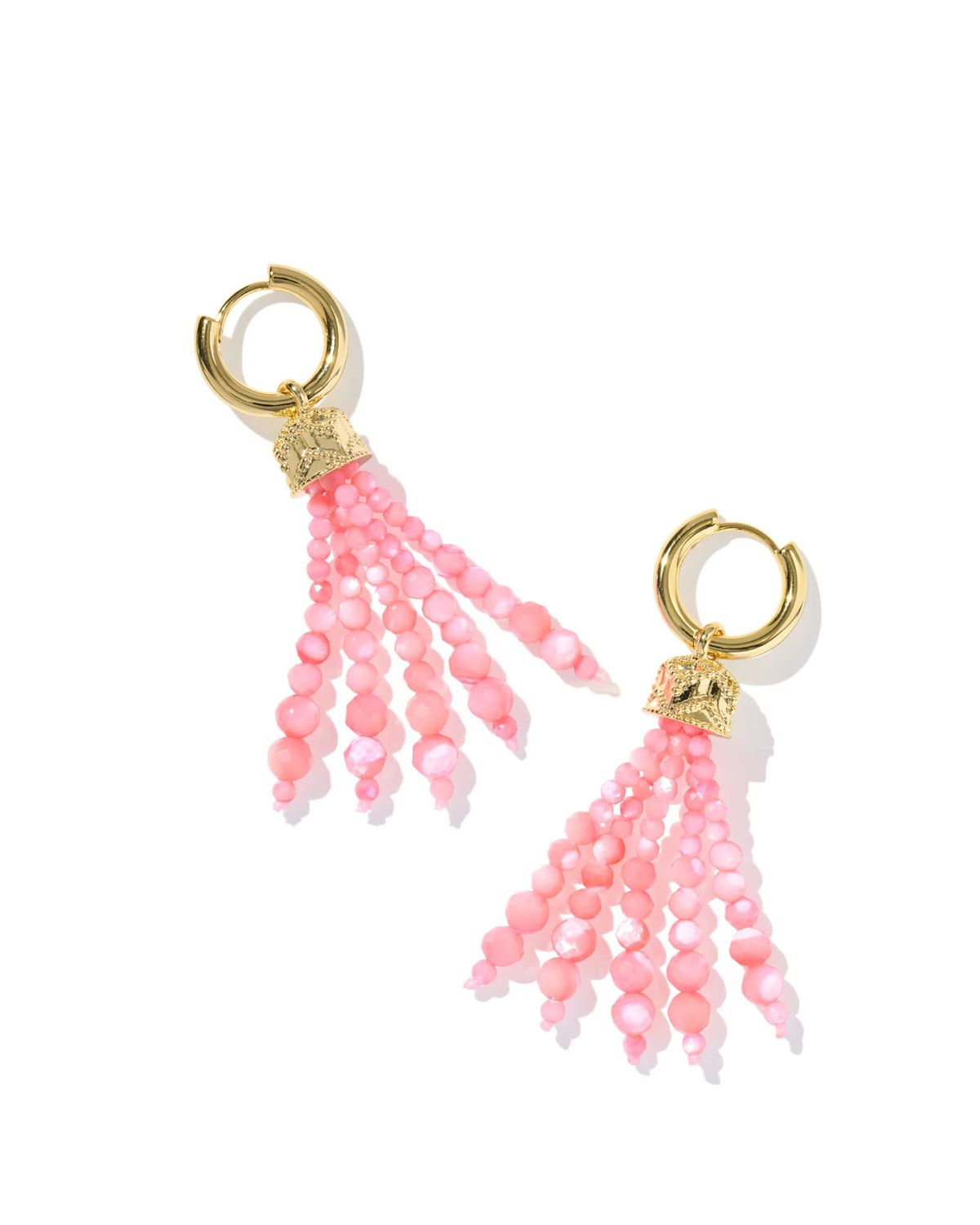 Sylvia Huggie Earring Pink Chalcedony Gold