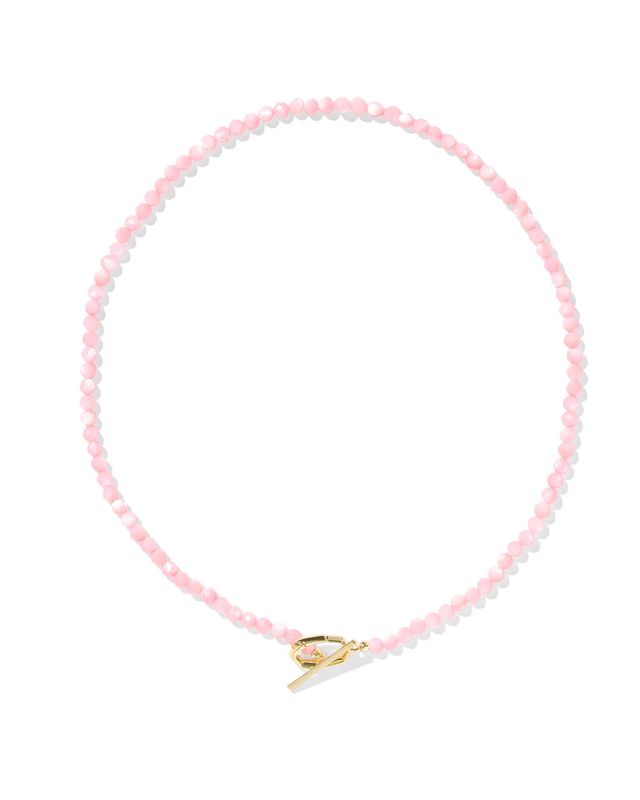 Sylvia Strand Necklace Pink Chalcedony Gold