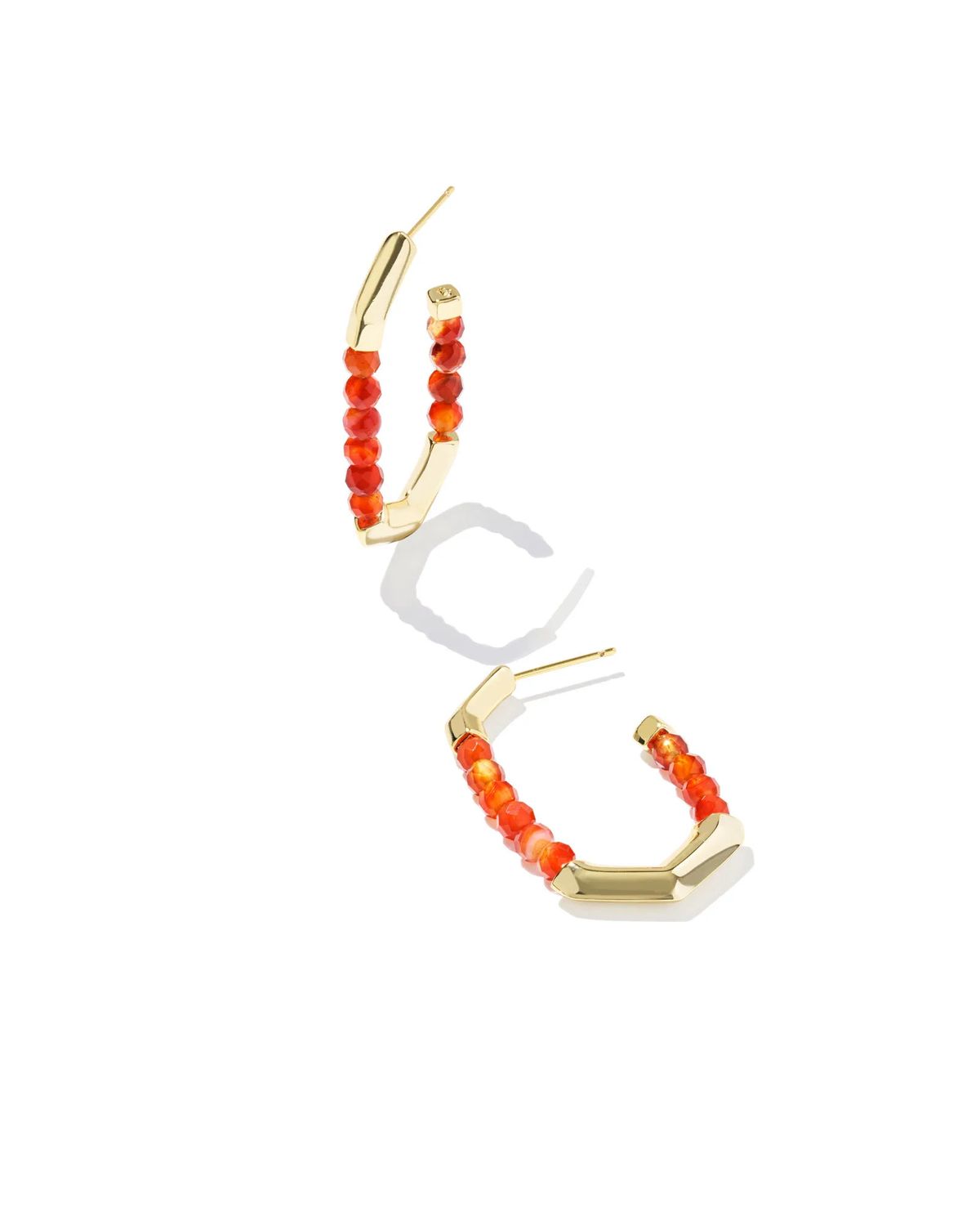 Sylvia Hoop Earring Orange Banded Agate Gold