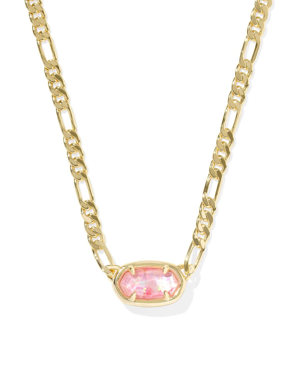 Elisa Figaro Pendant Necklace Pink Iridescent MOP Gold