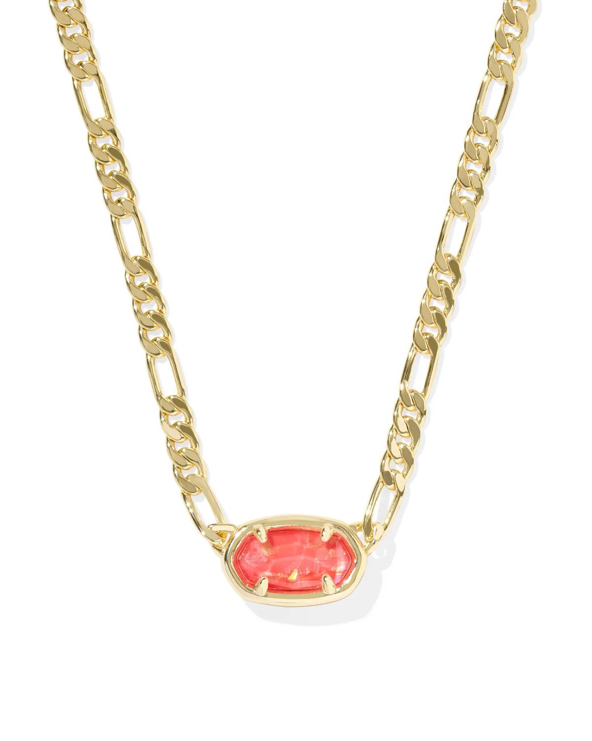 Elisa Figaro Pendant Necklace Papaya Iridescent MOP Gold